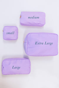 Let's Get Going Lilac Varsity Cosmetic Bag, Medium