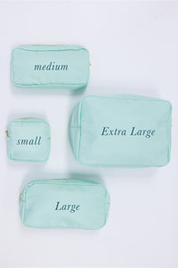 Let's Get Going Mint Varsity Cosmetic Bag, Medium