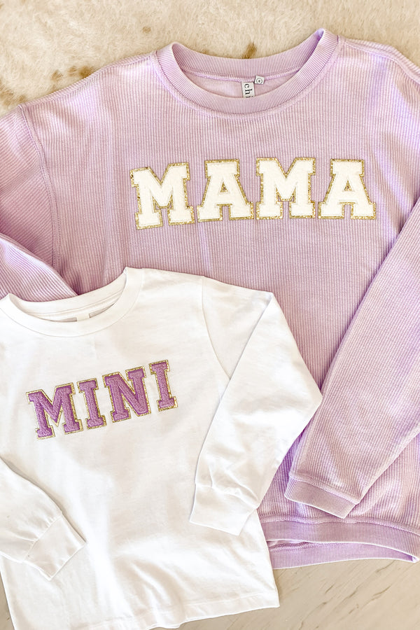 Mini White Varsity Toddler L/S Graphic Tee